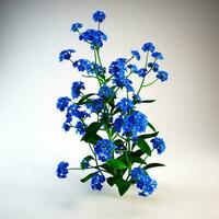 Illustration von Blau Plastik Blumen. foto