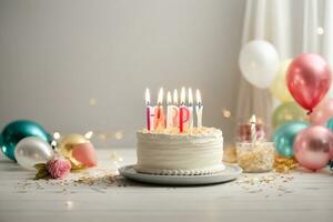 Geburtstag Kuchen Hintergrund ai generiert foto