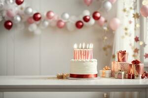 Geburtstag Kuchen Hintergrund ai generiert foto