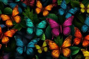 gemustert bunt Schmetterlinge Insekten. bunt Zimmer Sammlung foto