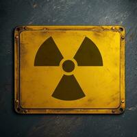 radioaktiv Zeichen auf Fabrik Mauer ai generiert foto