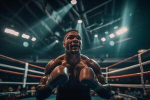 ein Boxer im ein Boxen Ring foto