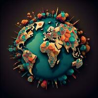 Planet Erde ist infiziert mit das Coronavirus Virus. Coronavirus null. generativ ai foto