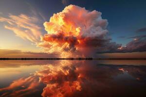 dramatisch Wolke Sonnenuntergang Explosion. generieren ai foto