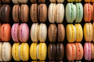 abwechslungsreich bunt Französisch Macarons. generieren ai foto