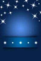 Weiß glühend Sterne mit Rand auf Blau Hintergrund. Weihnachten, Neu Jahr, Winter, Urlaub, Geburtstag, Bekanntmachung. Vertikale. Kopieren Raum foto