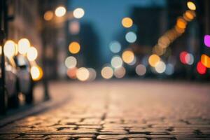 Bokeh Licht auf das Straße Hintergrund. ai generativ Profi Foto