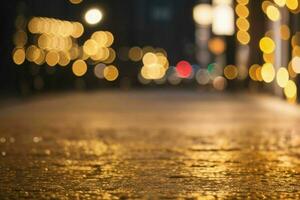 Gold Bokeh Licht auf das Straße Hintergrund. ai generativ Profi Foto