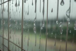 Tropfen von Regen auf ein Fenster Glas Hintergrund. ai generativ Profi Foto