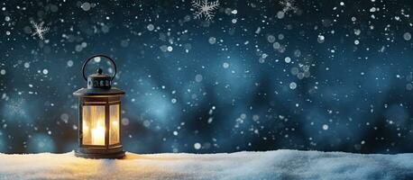 Weihnachten Lampe und schneebedeckt Platz foto