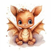 süß Aquarell wenig Drachen Baby Illustration isoliert Clip Art Charakter foto