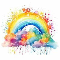 Aquarell Regenbogen Illustration, Blumen- Kunst, Clip Art, Single Element zum Design auf Weiß Hintergrund foto