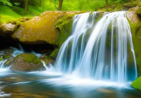 schön und komfortabel Wasserfall Bild, ai generiert foto