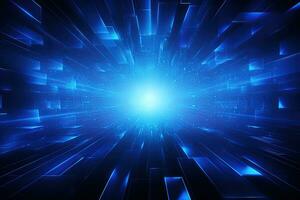 abstrakt Neon- Blau Hintergrund, Cyber Raum, parallel Universum, Linien, Streifen, glühen. ai generiert foto