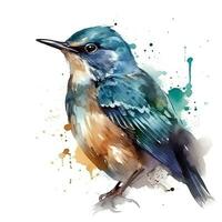 Aquarell Illustration von ein Vogel, Spatz, Meise, Clip Art auf ein Weiß Hintergrund foto
