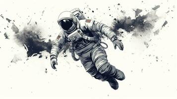 generativ ai, Astronaut im Raumanzug, Buchdruck Jahrgang Stil foto