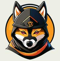 Wolf Maskottchen Logo Design , Ninja Karikatur foto