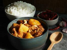 Rindfleisch Massaman Curry, authentisch thailändisch und indisch Lebensmittel. foto