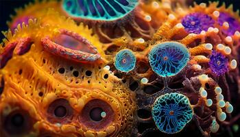 unter Wasser Makro offenbart multi farbig Meer Leben Muster ai generieren foto
