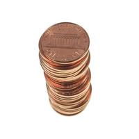 Dollarmünzen 1 Cent Weizen Penny Cent isoliert foto