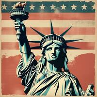 amerikanisch Jahrgang Poster. USA, Unabhängigkeit Tag, Flagge. ai generiert foto