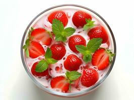 isoliert Aussicht von Joghurt mit Eis im ein Glas. hohe Auflösung. ai generativ foto