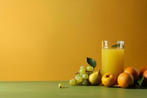 Obst Saft auf ein Olive Hintergrund, ai generiert foto