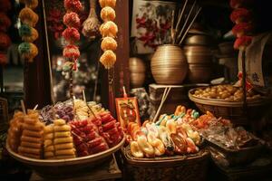 asiatisch Essen Straße Markt Natur. generieren ai foto