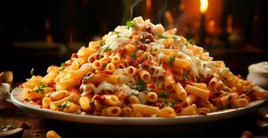 Pasta, Essen Hintergrund, Italienisch National Gericht - - ai generiert Bild foto