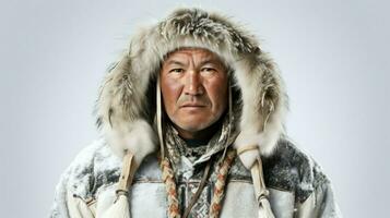 ein Eskimo tragen traditionell Kleidung. generativ ai foto