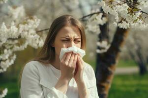 Symptom Pollen Allergie. generieren ai foto