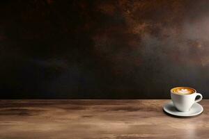 Espresso Kunst auf ein modern Cafe Arbeitsplatte Hintergrund mit leeren Raum zum Text foto
