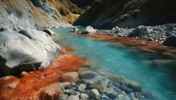 Natur Felsen Objekt draußen, Wasser Landschaft, Berg Schönheit im Natur generiert durch ai foto