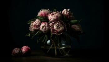 ein rustikal Strauß von multi farbig Tulpen bringt Frühling Romantik generiert durch ai foto