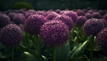 ein beschwingt lila Blume Kopf Blüten im das Sommer- Wiese generiert durch ai foto