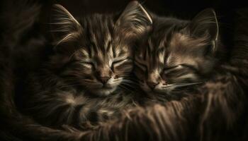süß Kätzchen Schlafen, flauschige Fell, spielerisch Augen, Natur Schönheit generiert durch ai foto