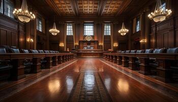 Luxus Holz Bodenbelag leuchtet das berühmt Bibliothek elegant Altar generiert durch ai foto