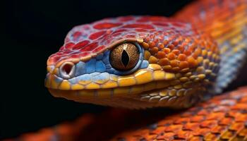 ein Gelb Viper gefährlich Spiral- Waage im tropisch Regenwald generiert durch ai foto