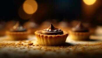 hausgemacht Gourmet Cupcake, gebacken mit Schokolade Chip Muffin und Glasur generiert durch ai foto