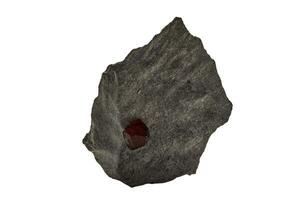 Makro Mineral Stein Granat im Felsen auf ein Weiß Hintergrund foto