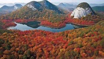 majestätisch Berg Bereich, beschwingt Herbst Farben, still Szene generiert durch ai foto