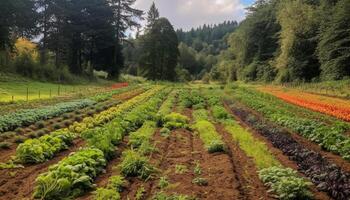 frisch Grün Landschaft, Wachstum im Natur still Szene generiert durch ai foto