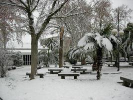 Schnee im Dorfpark foto