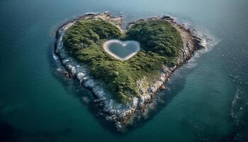 Herz geformt Wellen symbolisieren Liebe im Natur Schönheit generiert durch ai foto
