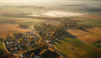 idyllisch Bauernhof Wiese, still Schönheit im Natur generiert durch ai foto