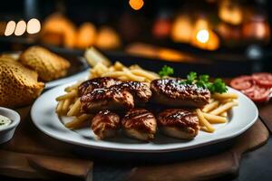 nehmen ein gut aussehen beim das lecker cevapi Gericht Dort ist ein nett Platz zu Essen im das Rückseite ai generiert foto