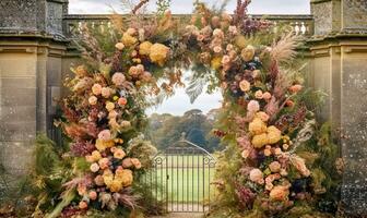 unvergesslich Strand Hochzeit Tagungsort Dekor zum Ihre romantisch Feier Strand Ehe- Glückseligkeit mit Natur inspiriert Liebe Eleganz ai generativ foto