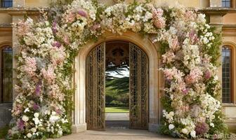 unvergesslich Strand Hochzeit Tagungsort Dekor zum Ihre romantisch Feier Strand Ehe- Glückseligkeit mit Natur inspiriert Liebe Eleganz ai generativ foto