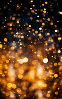 Bokeh defokussiert Gold abstrakt Beleuchtung Hintergrund. ai generativ foto