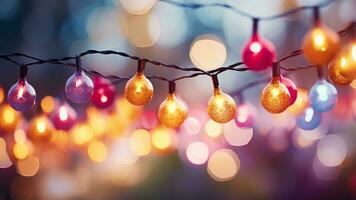 festlich Bokeh Fotografie Magie von Weihnachten Beleuchtung, ai generativ foto